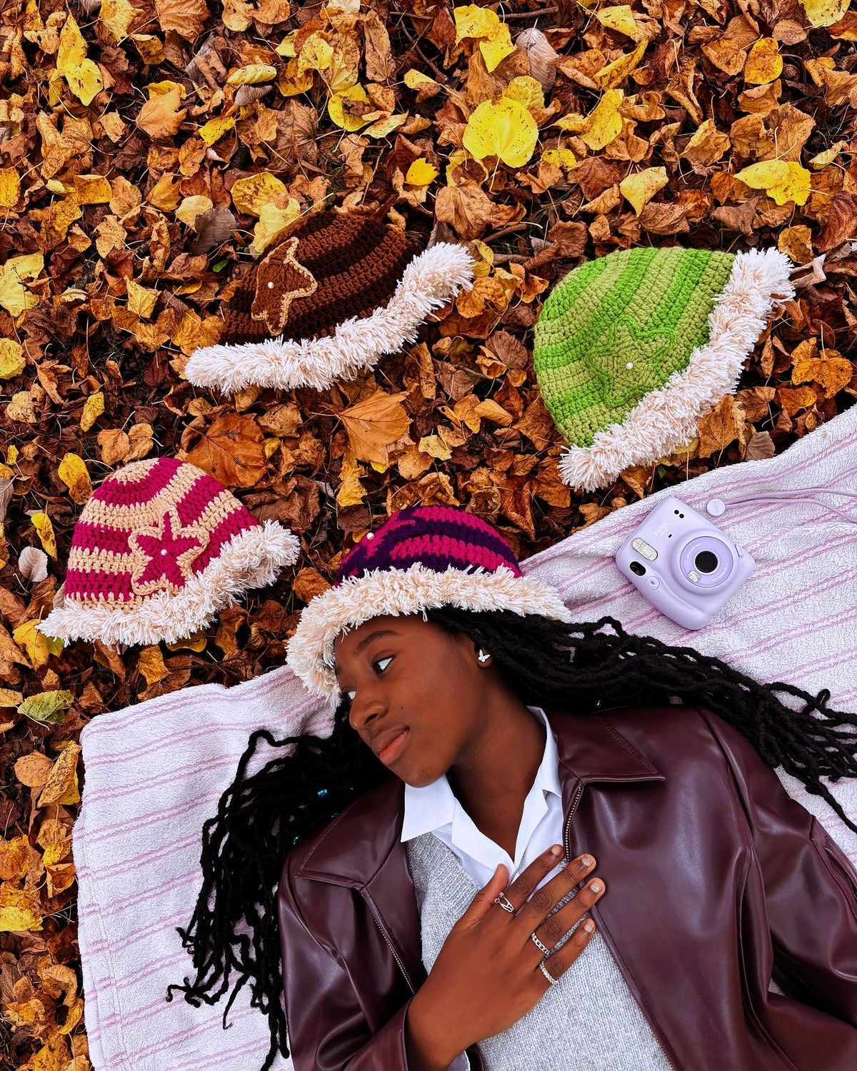 Star Fuzz Beanie Pink & Cream