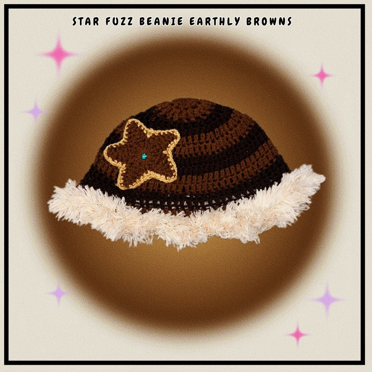 Star Fuzz Beanie Pink & Cream