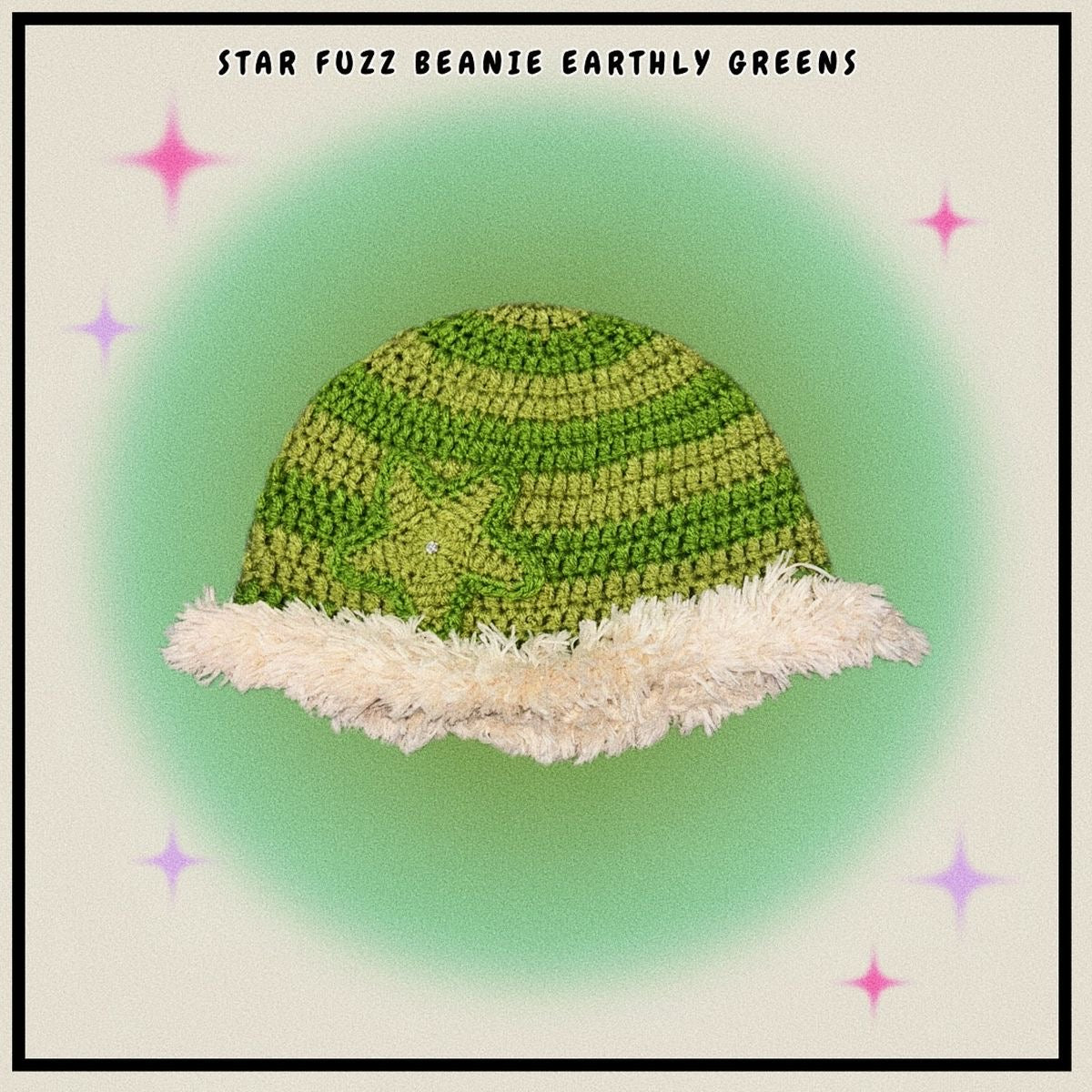 Star Fuzz Beanie Pink & Cream